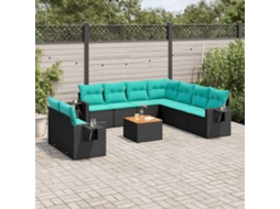 Vidaxl Conjunto De Sofá De Jardim Com 10 Peças E Almofadas Em Rattan Sintético Preto