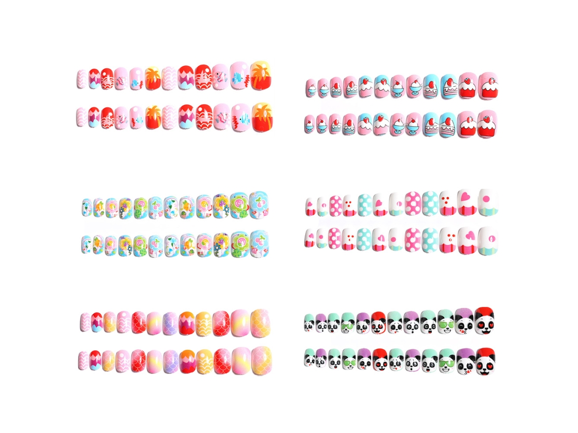 Conjuntos De Unhas Postiças Infantis Para Meninas Unhas Postiças Infantis De Cobertura Completa Unhas Curtas Para Crianças -Estilo2 ZMDECQNA 6 Un