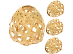 Conjunto de 4 Luminárias de Teto Rústicas de Bambu SFUSHOS