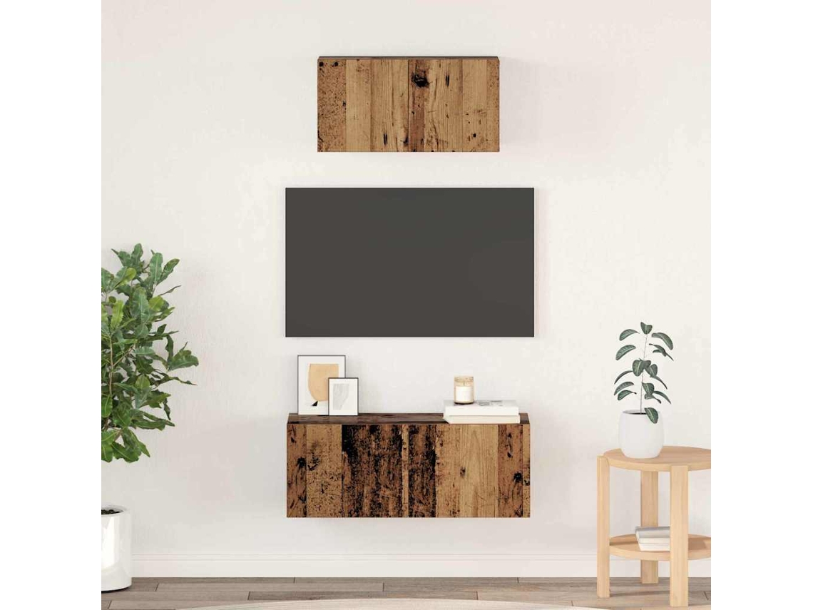 Vidaxl Conjunto De Móvel De Tv 2 Pcs Madeira Antiga Madeira Processada