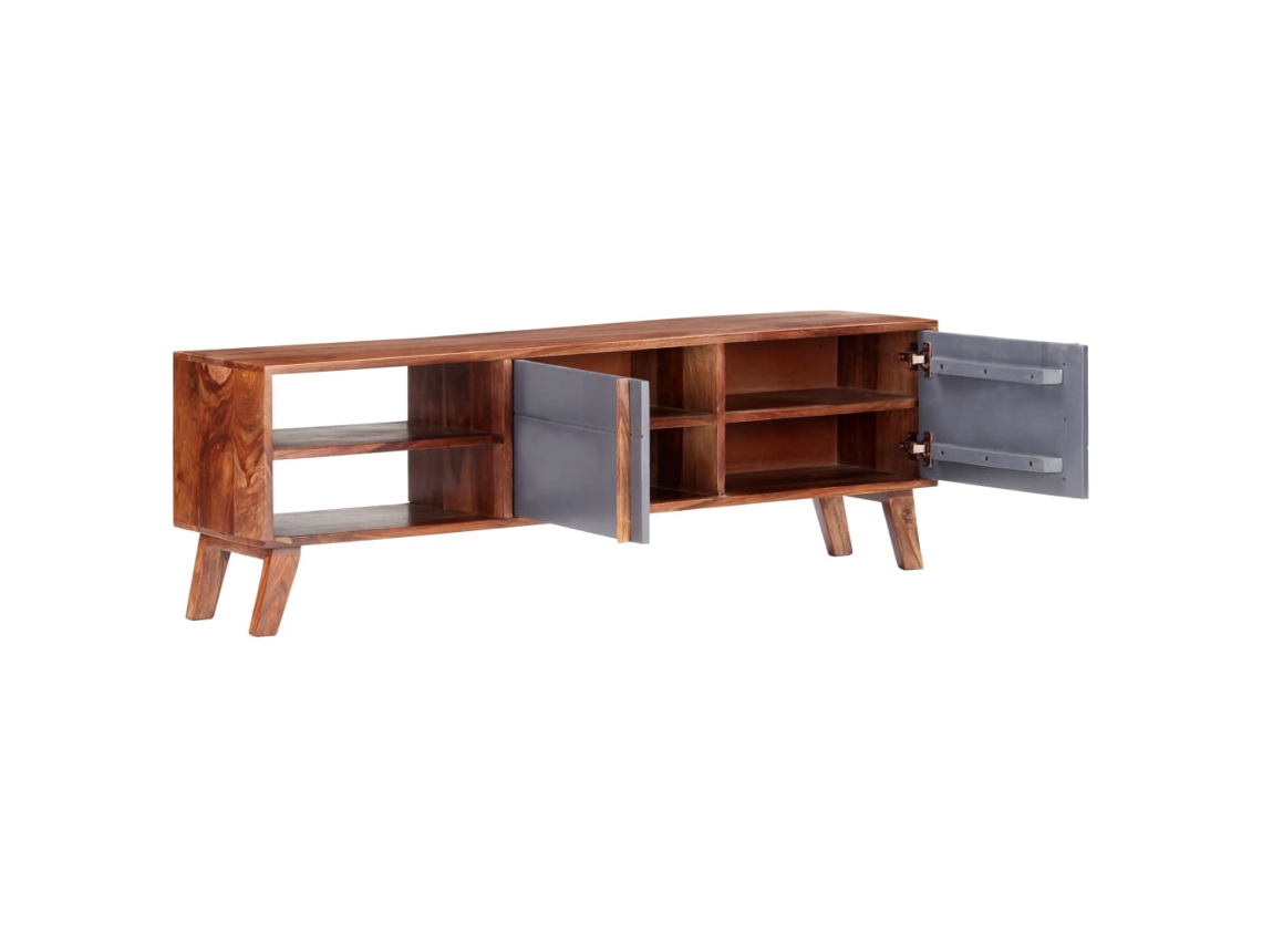 Móvel de Tv 140x30x45 Cm Madeira Maciça Cinzento MAISON EXCLUSIVE