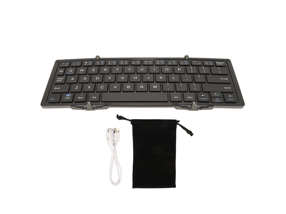 Teclado Bluetooth dobrável e portátil, 78 teclas, silencioso, preto | S/MARCA