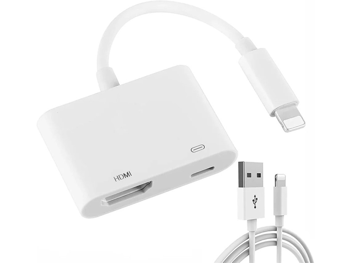 1080p Iphone To Hdmi Adapter Converter Lightning To Hdmi Digital Av Sync Compat Iphone, Ipad, Ios Plug Play Yizhood