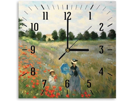 Relógio de Parede LEGENDARTE Campo de Papoulas - Claude Monet (30x30 cm)