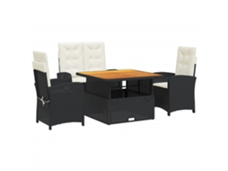 Garden Dining Set, Garden Dining Sets Vidaxl Preto Rattan / Vime (110 Cm Table Length)