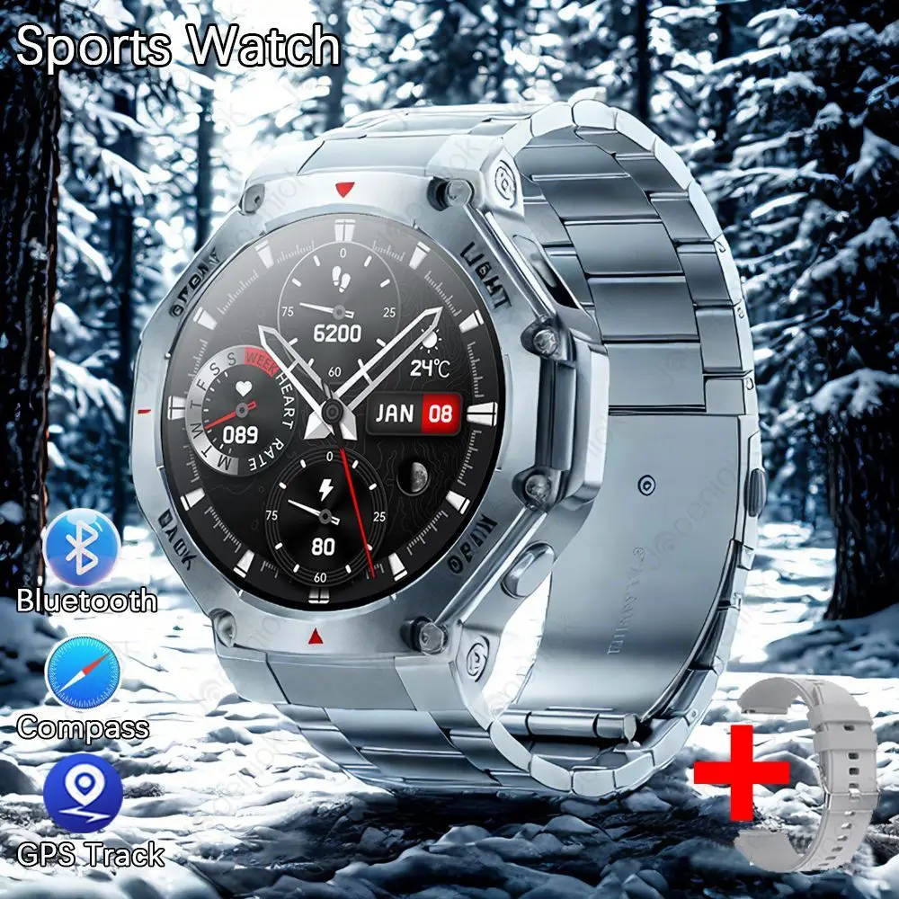 Smartwatch Gps , Tela Ultra Hd, Bússola, Resistente À Água, Chamadas Bluetooth MDUG (aço Prateado)