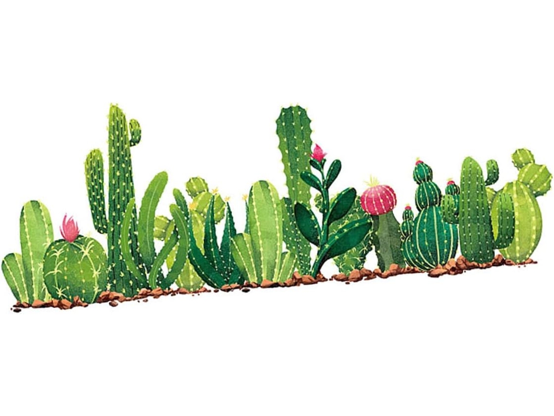 De Parede Removível Com Cacto Verde, Folhas Frescas, Papel De Parede 3d Com Plantas Para Quarto, Sala De Estar, Gokoco