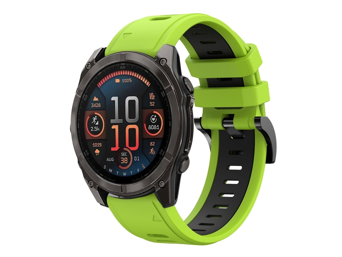 Bracelete para Garmin Fenix 8 AMOLED silicone esportivo duas cores lime + black (22mm)