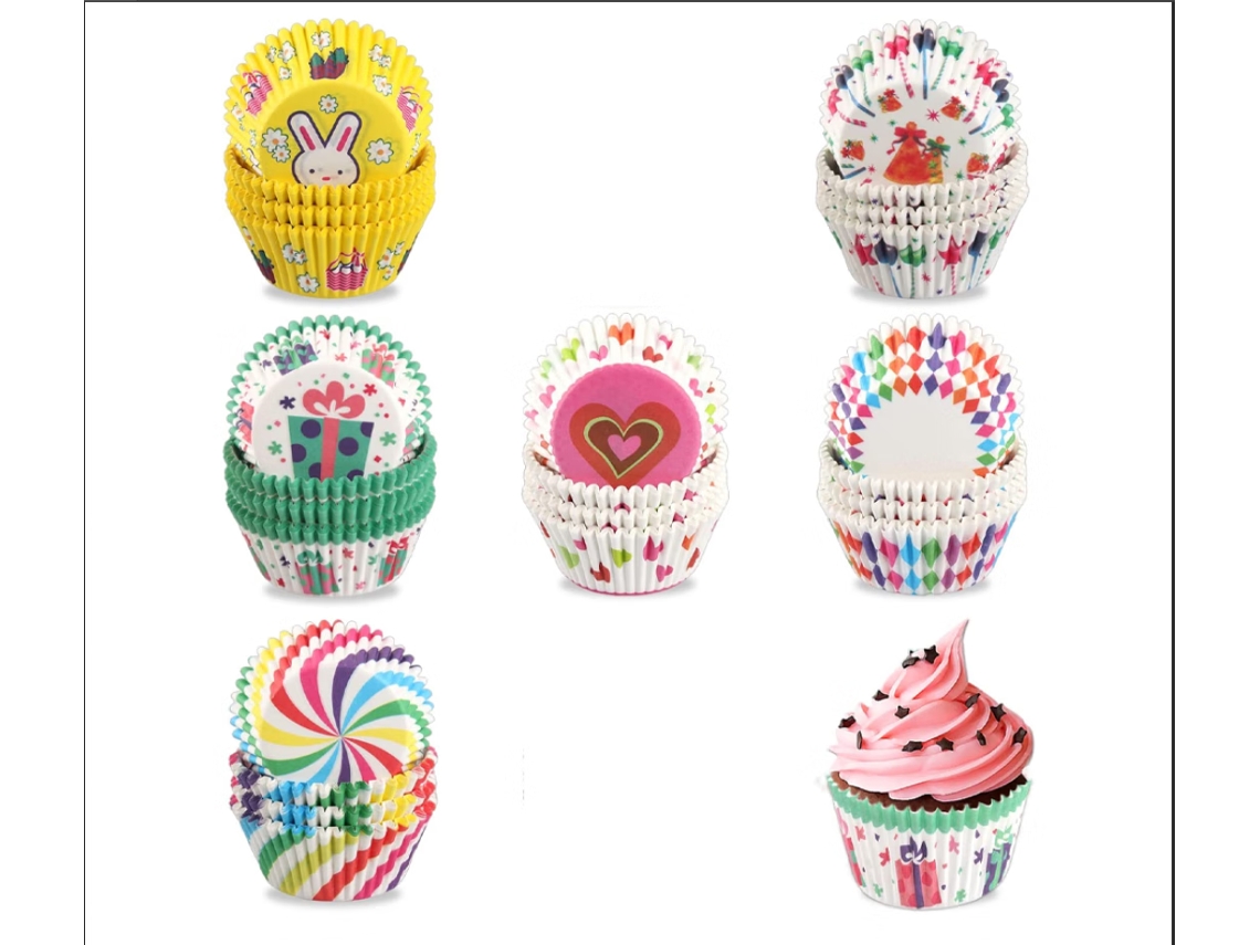600 Unidades De Papel Manteiga Antiaderente Para Formas Muffin Em Formato Arco-íris co