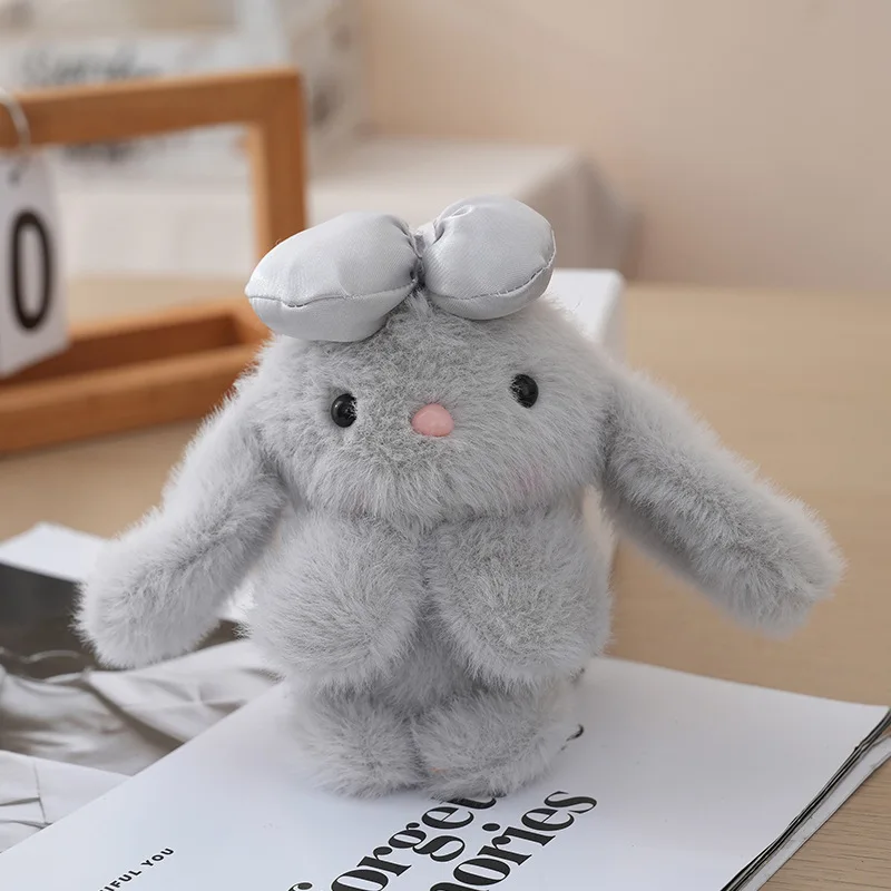 (cinza) Chaveiro De Pelúcia Em Forma De Coelho Com Laço Macio, Pingente De Coelho Fofo E Charmoso