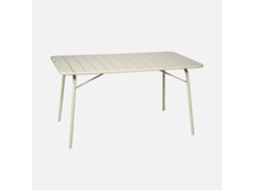 Mesa De Jardim Bistrô Dobrável Em Aço, 6 Lugares, 140cm, Bege