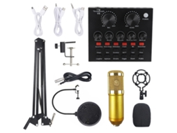 Kit De Microfone Condensador Com Placa De Som Multifuncional Para Gravação, Transmissão Ao Vivo E Podcasts