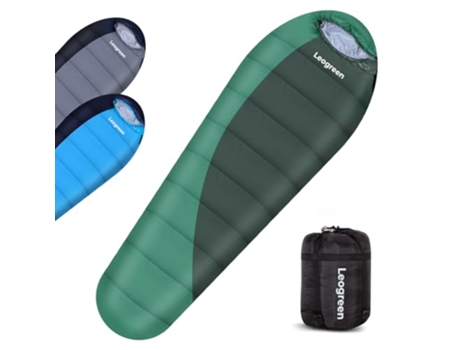 Leogreen Saco De Dormir, -15°c5°c 350gsm Acampamento Para Adultos 3 Temporadas Ultraleve Em Saco Leve 1800g 210x80x35cm, Verde
