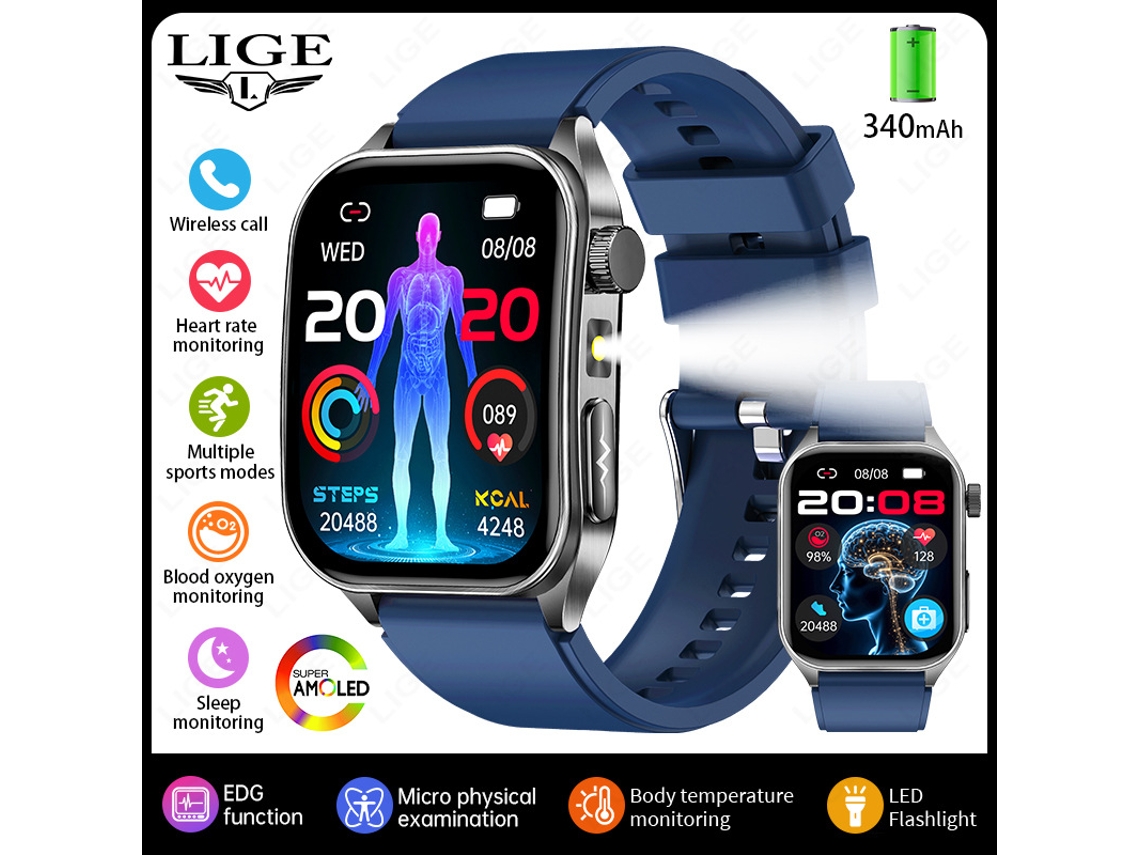 (azul) Smartwatch Com Chamadas Bluetooth, Monitoramento De Saúde E Rastreamento De Exercícios.