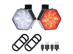 Conjunto De Luzes Para Bicicleta - Usb Recarregável, À Prova D'água (preto)