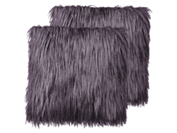 Conjunto De 2 Almofadas Decorativas Beliani Corokia De Pelo Sintético Cinzento Escuro 45x45x14