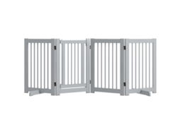 Proteção para Cães Independente, 4 Painéis, Flexível, Madeira de Pinho, 204l X 36w X 75h Cm, Cinza Claro Ge