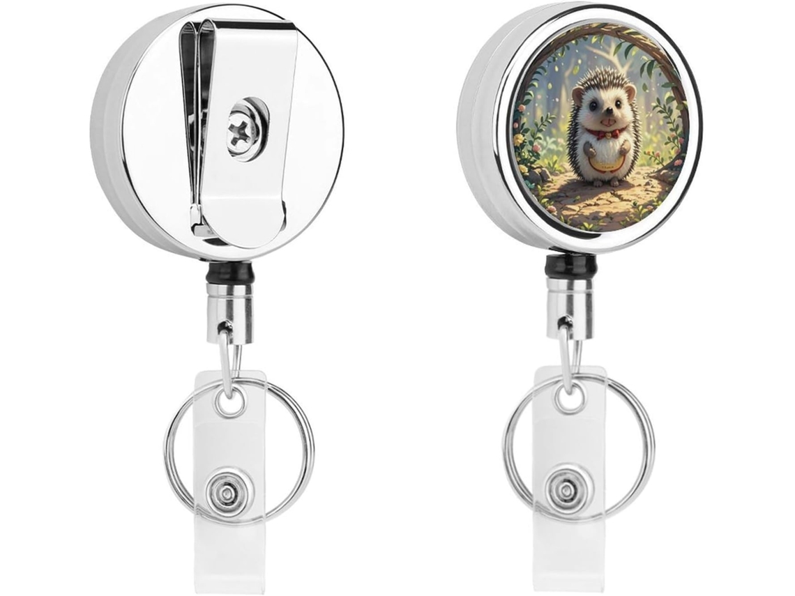 Porta Crachá Em Formato De Ouriço, Compacto E Leve, Retrátil, Em Metal, Com Clipe E Chaveiro Ideal Enfermeiros