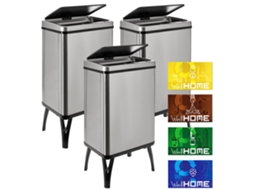 Caixotes Do Lixo Inteligente Well Home 3X40L Cinza com Etiquetas Magnéticas WELLHOME