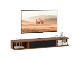 Mobile Tv 50'' Suspenso C/ Gaveta, 2 Prateleiras E Passa-cabos 120x24x16 Cm Noce