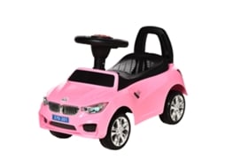 Automóvel infantil rosa S/MARCA para crianças de 18 a 36 meses, faróis, buzina musical, volante, compartimento, maçaneta