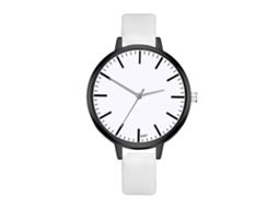Relógio de Pulso Feminino de Quartzo com Pulseira de Couro Pu Estilo Simples Zhoulianfa Branco