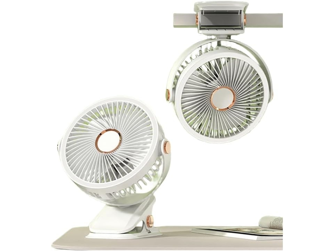 Ventilador Com Lanterna Led Bateria Para Camping Branco