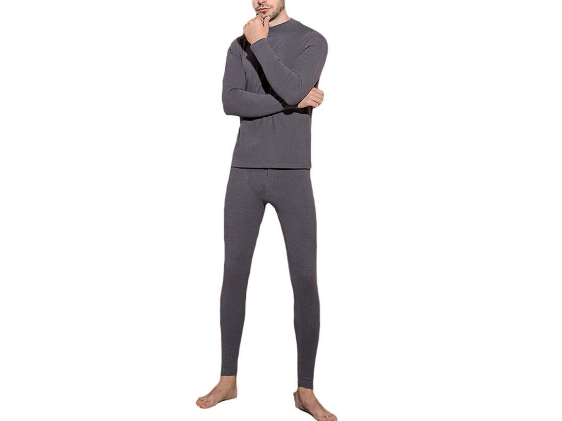 2026 conjunto de Ropa Interior Térmica Hombre Cuello Semi alto Color Sólido Mystdiy