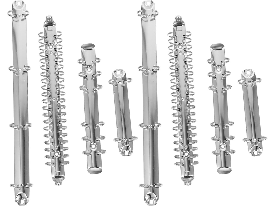 Conjunto de 8 peças de mecanismos de corrente em pastas metálicas Prate A4 A5 A6 A7, anéis de 2 cm e clipes.