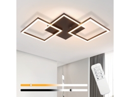 Nettlife Candeeiro De Teto Led, Led Candeeiro De Teto Sala De Estar Preto Regulável Quadrado Moderno 36 W Com Comando, Com Temporizador