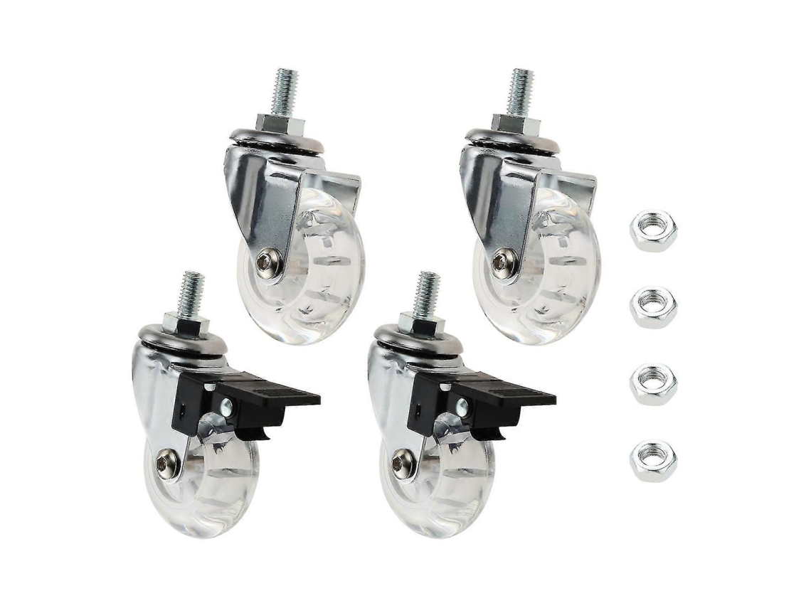 4 Rodízios Para Cadeira De Escritório Com Rosca M8x15mm De 2 Polegadas, Rodas Transparentes Giratórias