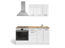Cozinha R-line, 160cm Com Móvel Para Forno E Pia Sem Pl, Branco Brilhante/branco, Branco, Vicco
