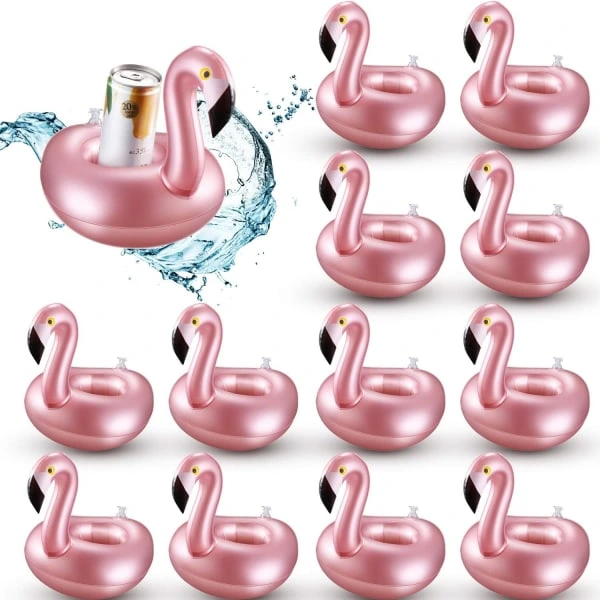 Conjunto De 12 Porta-copos Infláveis ​​em Formato De Flamingo, Reutilizáveis ​​e Fofos, Ideais Para Piscina E Festas De Verão.