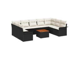 Conjunto 10 Sofá De Jardim Vidaxl Preto Vime Pe (55 X 55 X 37 Cm)