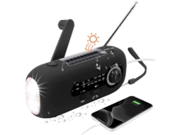 Preto Rádio Solar Portátil, Dínamo, Sos AQUAFORGE