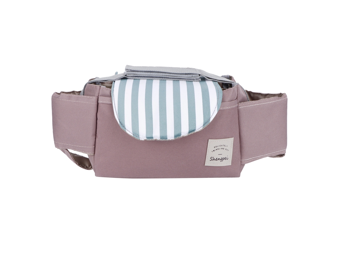 Organizador Bolsa Hanging Carrinho Bebê com Porta Copos Armazenamento Suministro Verde Stripe S/MARCA