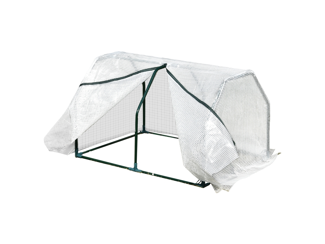 Estufa de Jardim Terraço 100x70x60cm Estufa Pequena com Zíper Pra Cultivos de Plantas Flores Estrutura de Aço Cobertura Pe Branco Ge
