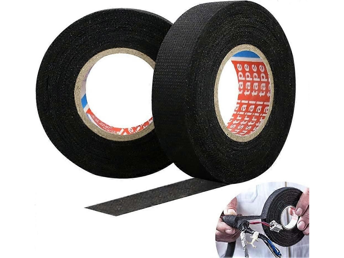 2 Rolos de Fita Adesiva Isolante Preta de Tecido, 15 M, para Uso Automotivo, 19 Mm/25 Mm, Resistente À Temperatura para Fios Expostos. GOKOCO