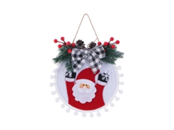 Decoração de Guirlandas de Natal Placa Pendurada com Laço de Fita e Galhos Artificiais de Pinheiro Folhas Verdes