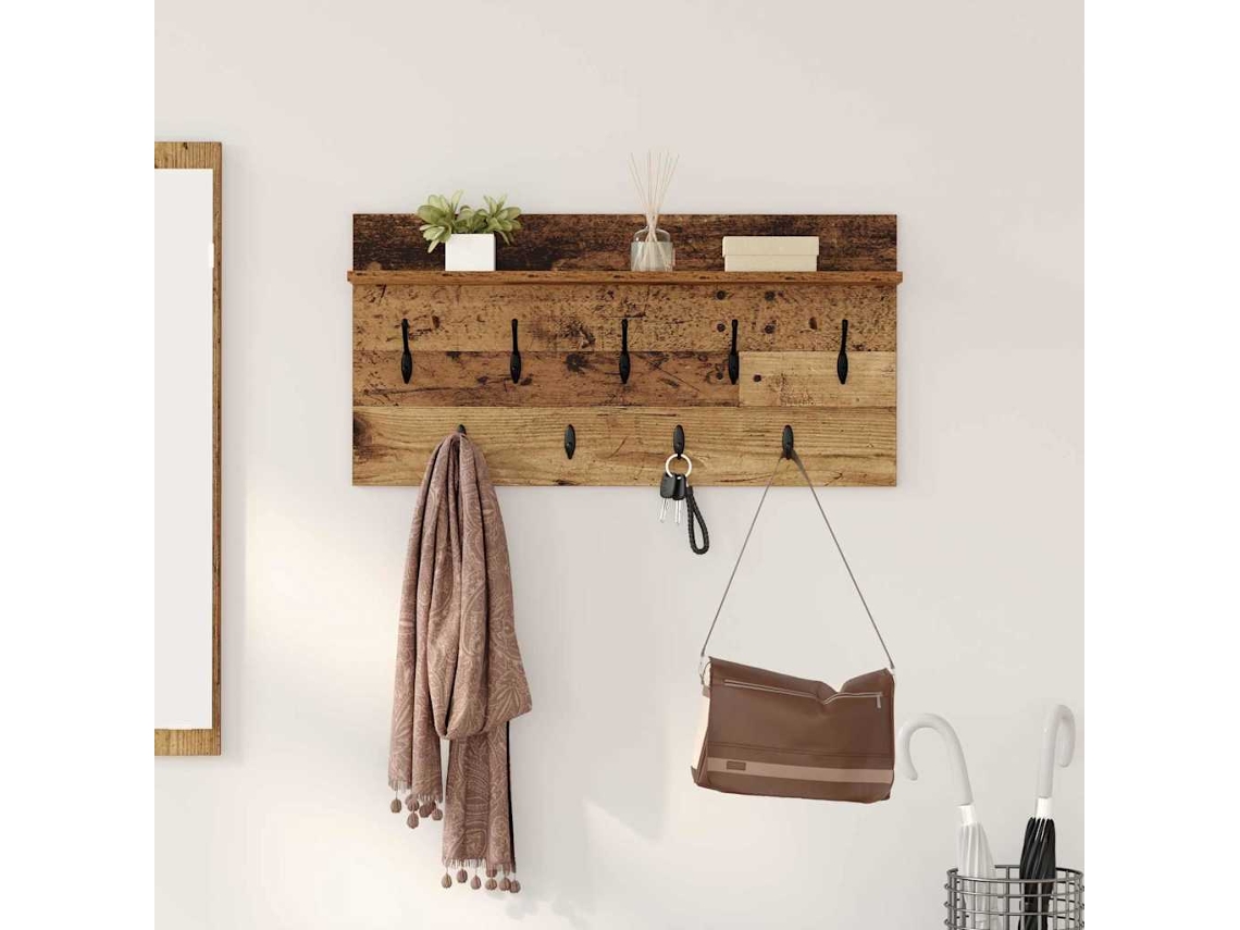 Vidaxl Cabideiro De Parede Madeira Antiga 80 X 40 X 12 Cm