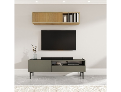 Móvel TV Preto Design Minimalista e Moderno com 2 Portas 153x35x50cm Leroy Minima Decor