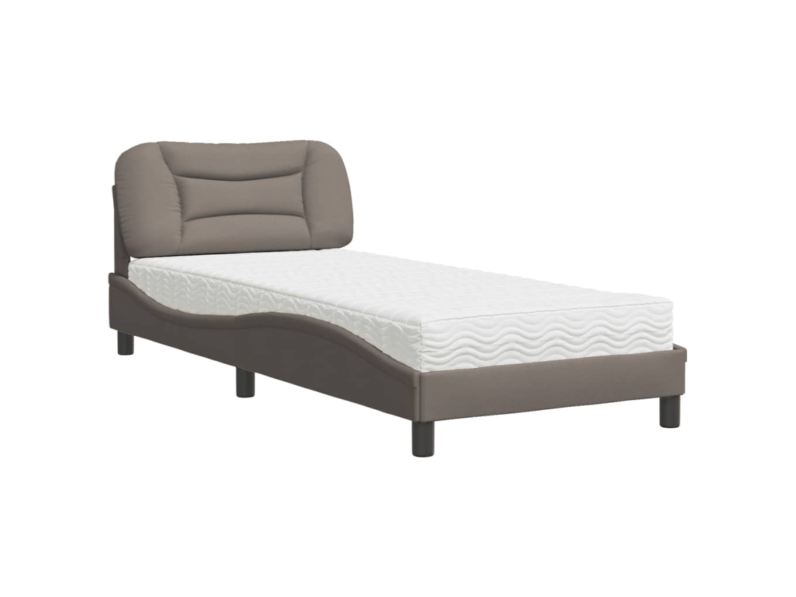 Cama com Colchão Hvar 90x200cm Tecido Cinzento Acastanhado MAISON EXCLUSIVE