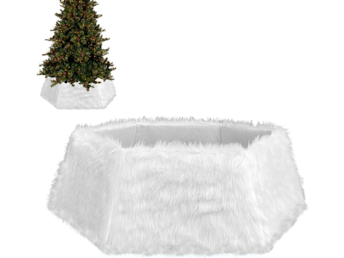 Capa Para Suporte De Árvore De Natal, Colar De Pelúcia Branca Boêmia, Decoração Natalina | Base Para Gokoco