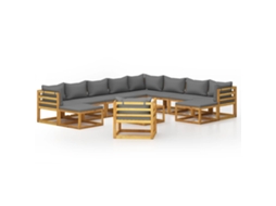 Maison Exclusive - 12 Pcs Conjunto Lounge De Jardim Com Almofadões Acácia Maciça