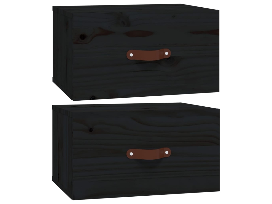Wall-mounted Bedside Cabinet, Wall-mounted Bedside Cabinets Vidaxl Preto Madeira (n/a)