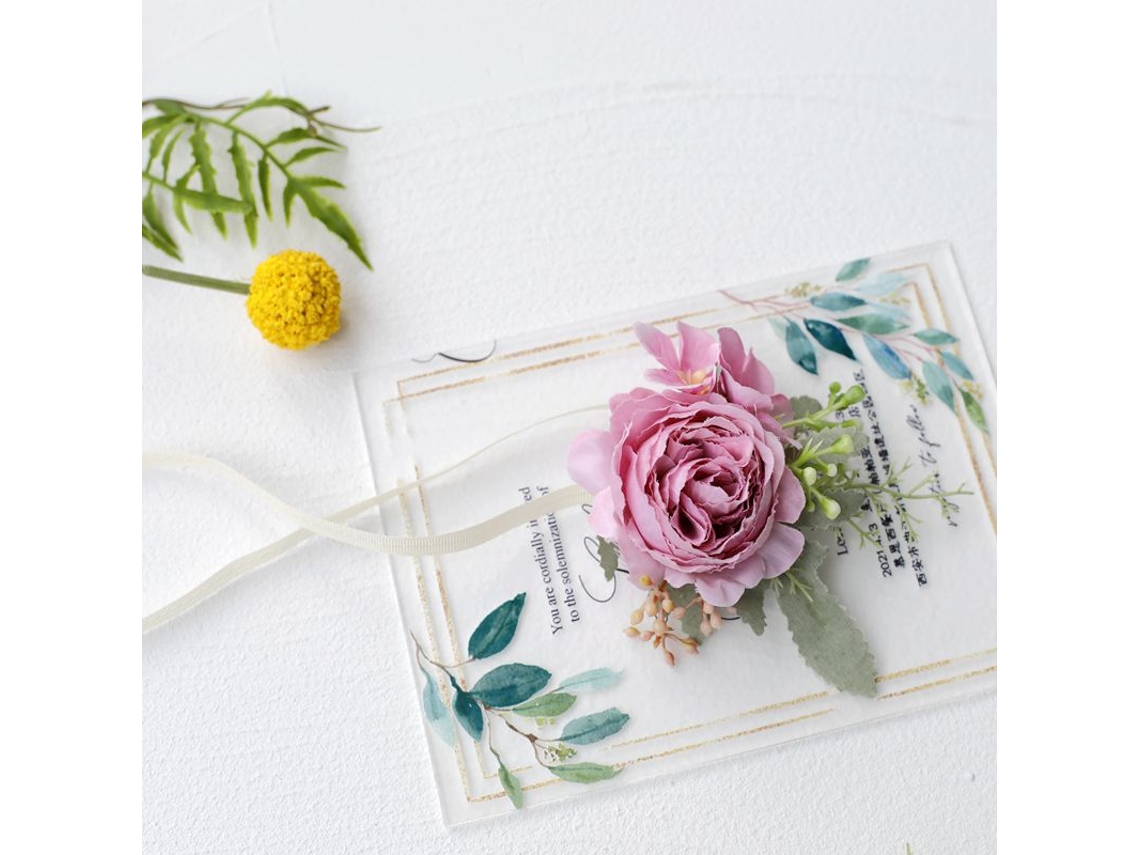 Laxiscreed Cesto De Flores Para Casamento Com Corsage De Pulso Rosa Escuro, 13x8cm