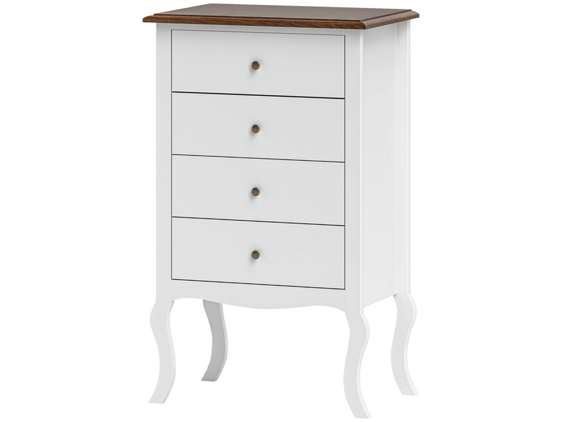 Cômoda Quarto S/MARCA, 4 Gavetas, Branco e Carvalho, 60x40x98,5 Cm