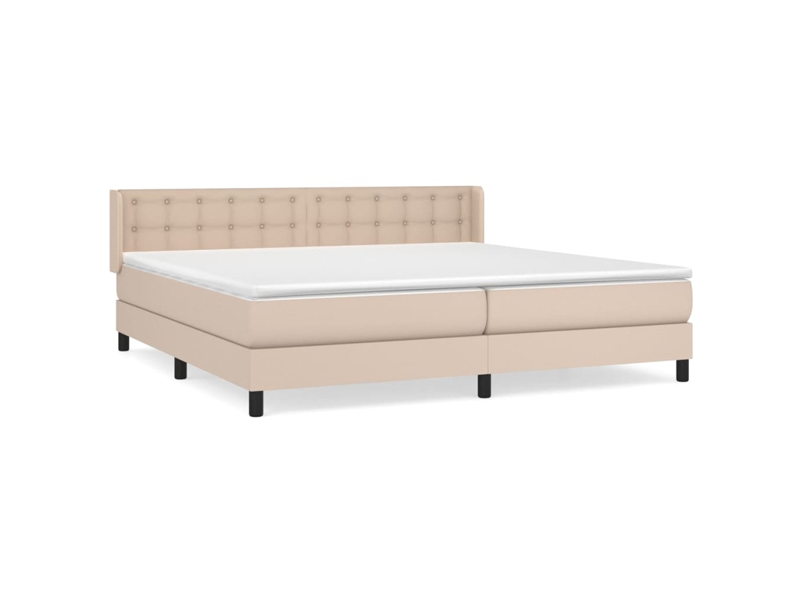 Cama com Molas e Colchão 200x200 cm Couro Artificial Cappuccino MAISON EXCLUSIVE