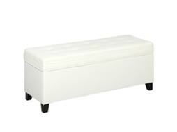 Banco CHEZMOI de arrumação de 112L, tecido de linho, assento capitonê, 120x40x48cm, creme