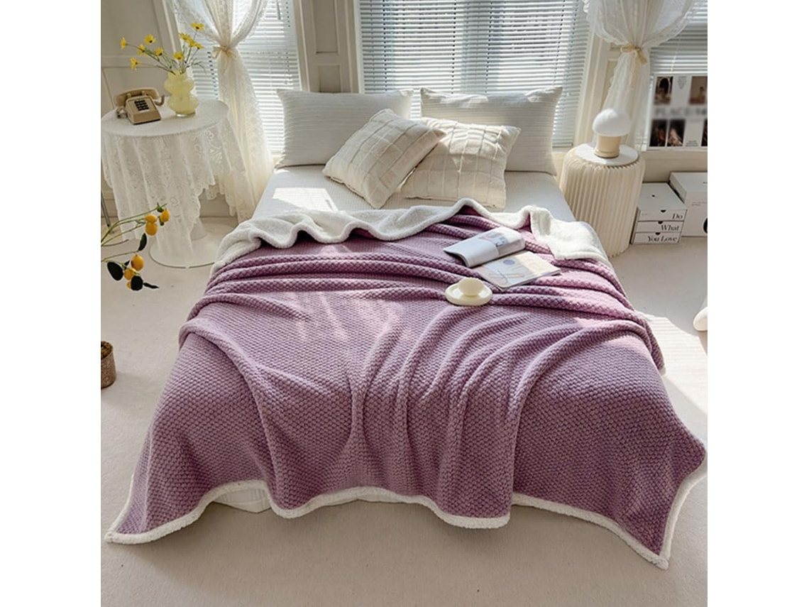 Manta de Lã Berbere Fansu Cor Sólida Super Macia e Fofa Ideal para Cama Lençóis o Inverno 200x230cm, Macio, Qu